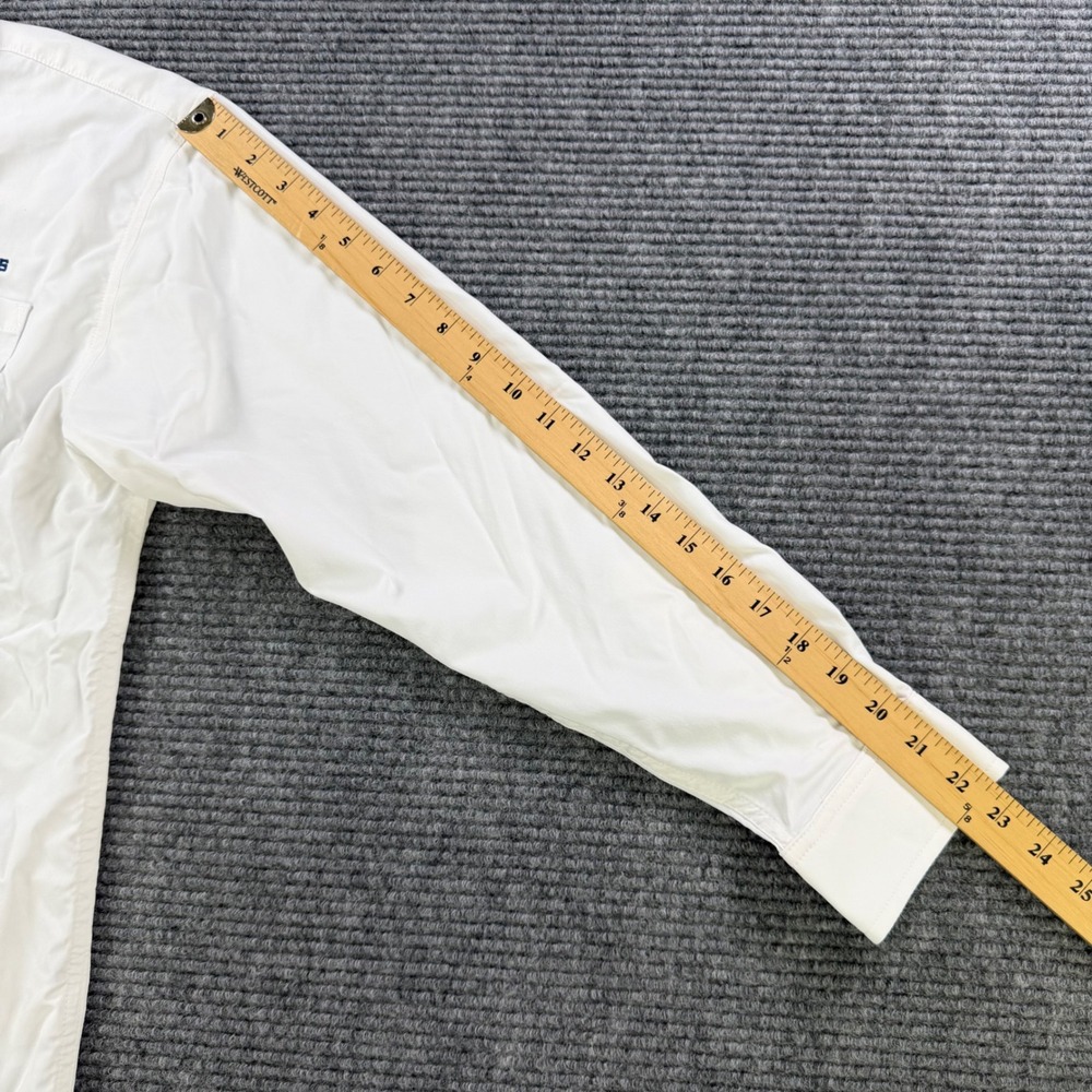 Poncho Outdoors White Long Sleeve Button Shirt Men Medium Regular Fit Embroidery - Picture 13 of 14